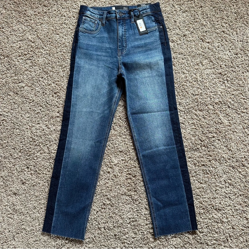 Kut From The Kloth elizabeth high rise fab ab raw hem ankle straight leg jeans
